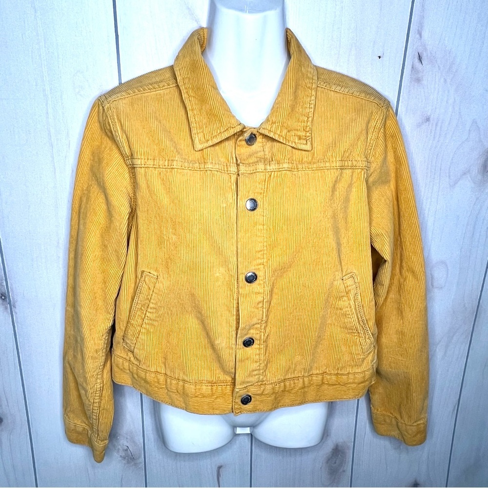 PacSun Yellow Corduroy Button Front Cropped Jacket